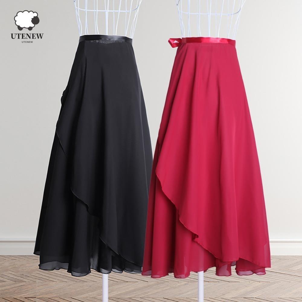 UTENEW Buộc Váy múa ba lê, Khăn quấn màu tinh khiết Váy khiêu vũ voan dài, Thực hành khiêu vũ Phụ ki