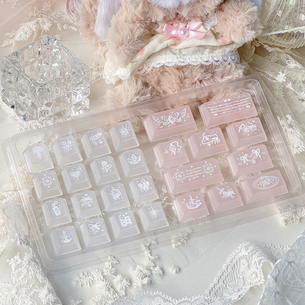 A Floral Note Date Keycaps 26 Phím Cherry Profile PC Wooting Aula F75 Cơ Keycap Sương Mù Trong Suốt 