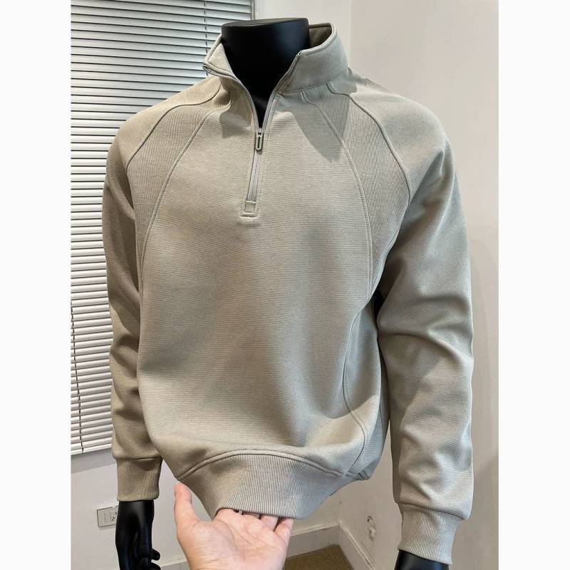 American-Style Heavy Half Zipper Hooded Sweater Men Fashion Brands Light Luxury Design Sense Spring 