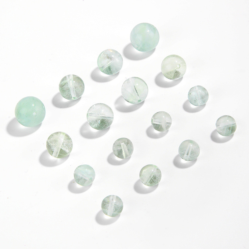 Vòng tay fluorite xanh tự nhiên với hạt 8mm fluorite và pha lê, phù hợp DIY