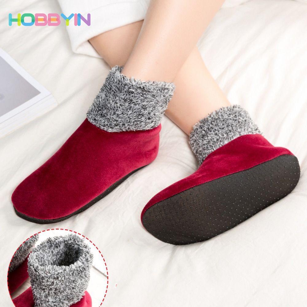 Tất Dép Hobb Yin Giữ Nhiệt, Đế Chống Trơn Trượt Cho Mùa Đông Sang Trọng