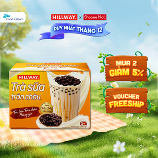  Hộp Trà Sữa Trân Châu Hoà Tan - Hillway - Vị Truyền Thống  5 gói trà sữa & 5 gói trân châu  