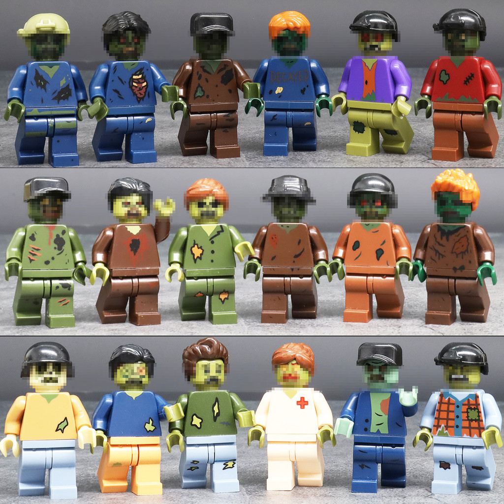 Thích hợp cho Lego Resident Evil Khối xây dựng Minifigures Zombie Khu bức xạ Kinh dị Zombie Cảnh sát