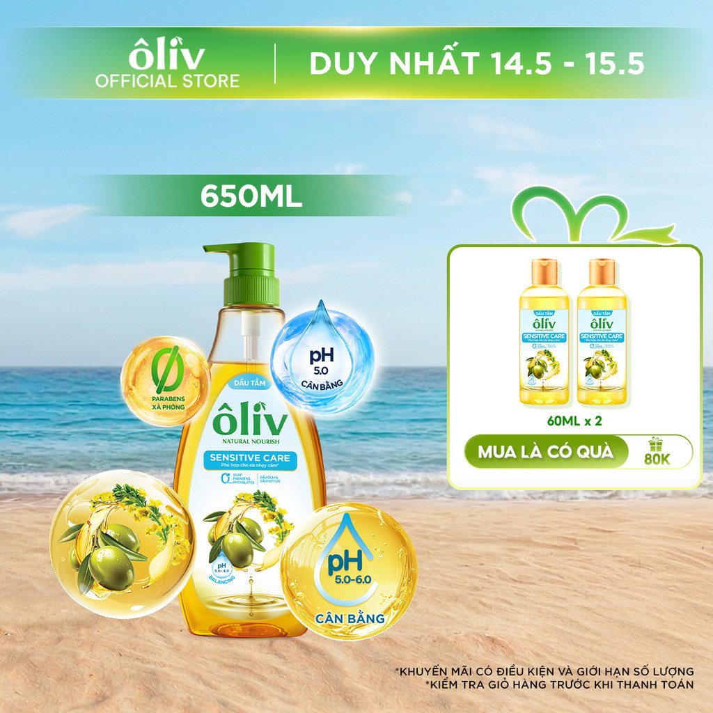 [MỚI] Dầu Tắm Ôliv Cho Da Nhạy Cảm 650ML