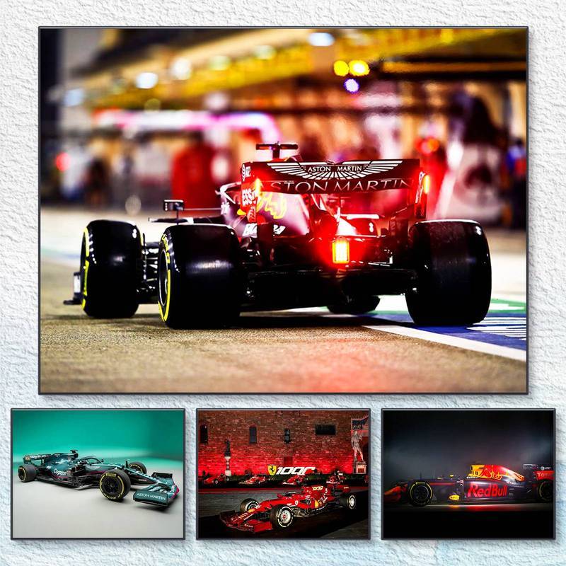 Công thức 1 F1 Racing Wall Art, Red Bull & Ferrari Cars Canvas In Hình Không Khung Chống Thấm Nước T