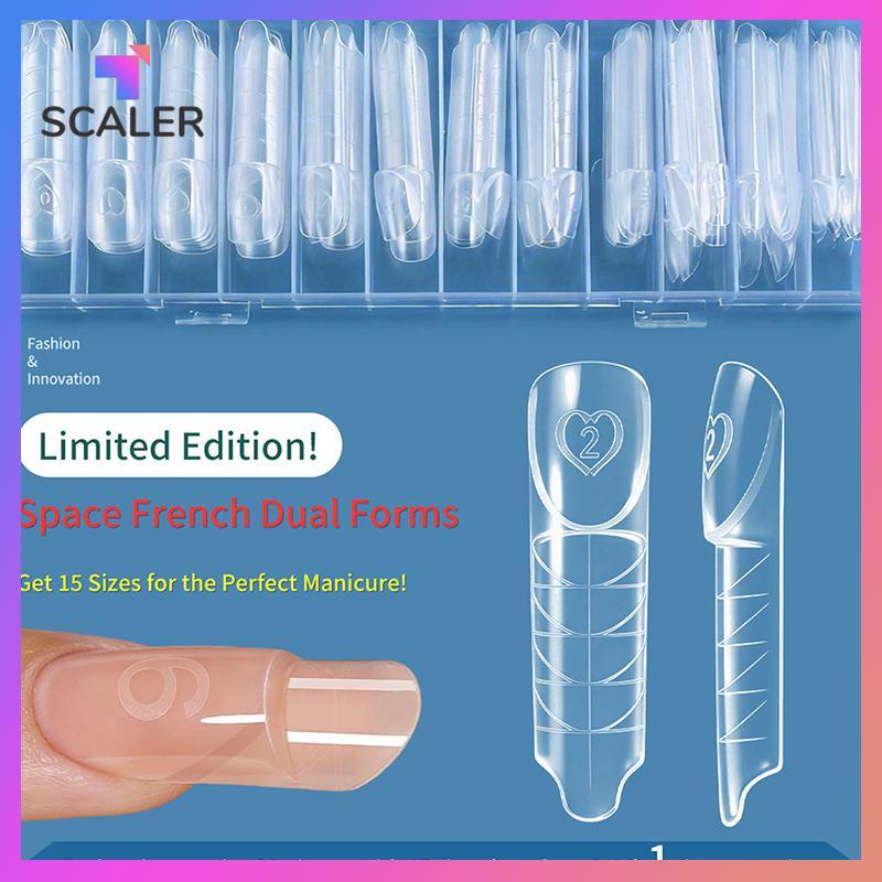 SCALER Space Pháp Dual Forms 15 Kích Cỡ Trong Suốt Có Thể Tái Sử Dụng Hệ Thống Kép Khuôn Móng Tay Gi