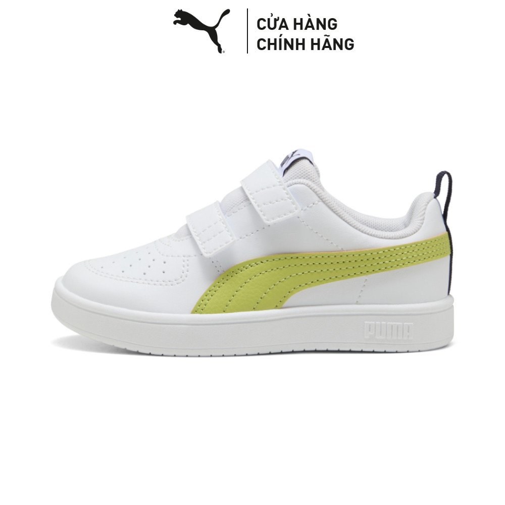 Giày Trẻ Em Thời Trang PUMA Unisex Rickie V PS White-Sea Kelp-New Navy Màu Trắng