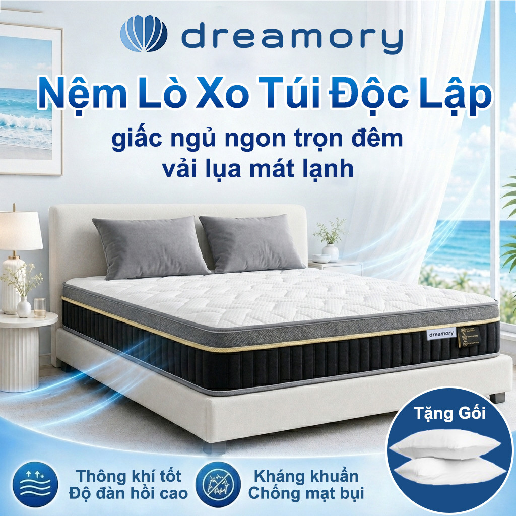 Nệm Foam Lò Xo Dreamory Đệm Dày 25CM Chất liệu thoáng khí Thiết kế công thái…