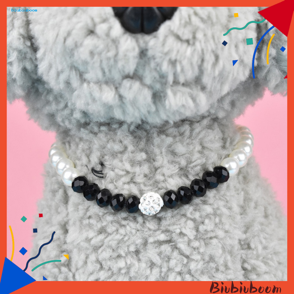 BIU _ Puppy Vòng Cổ Thời Trang Giả Ngọc Trai Mặt Dây Có Thể Điều Chỉnh Mèo Chó Cổ Dây Xích Phụ Kiện 
