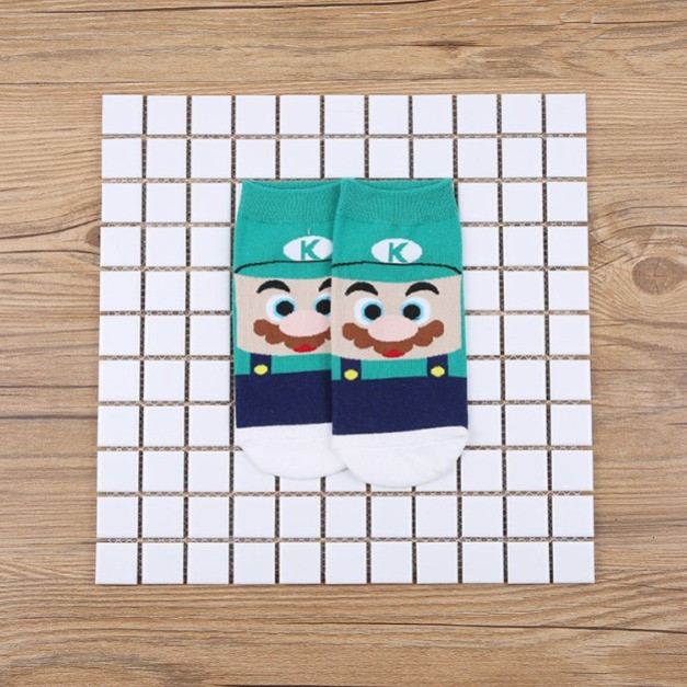 100% Cotton Hoạt Hình Tất Trẻ Em Super Mario Thuyền Ngắn Tất Nữ Cotton Trẻ Em Sinh Viên Cặp Đôi Tất 