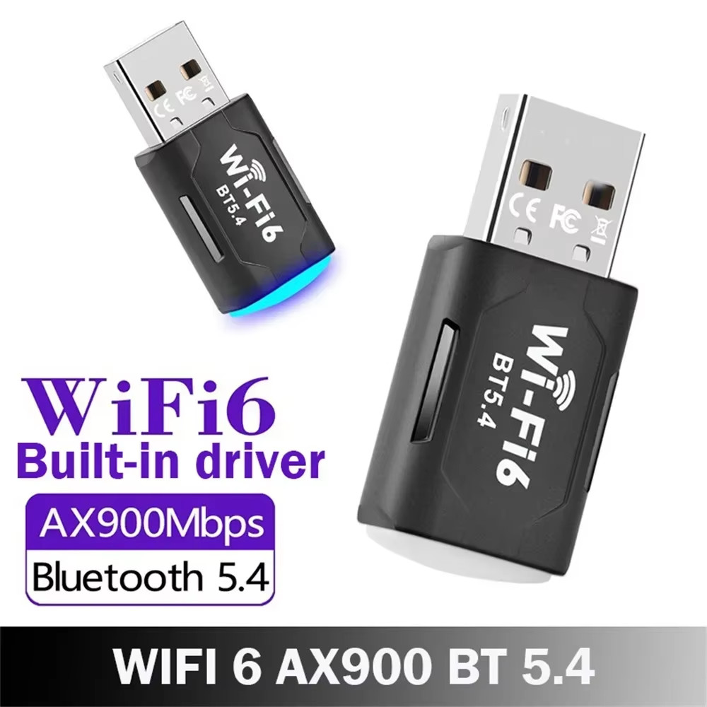 USB AX900 Wifi 6 2in1 Bluetooth 5.4 Adapter 2.4GHz / 5GHz Băng tần kép Mạng WiFi Bộ thu không dây ch