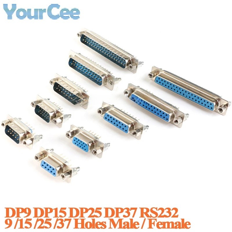 2 Cái / 1 Cái RS232 DP9 DP15 DP25 DP37 Cổng Nối Tiếp Cắm Ổ Cắm 9p 15p 25p 37p Nam Nữ Với Đinh Tán ha