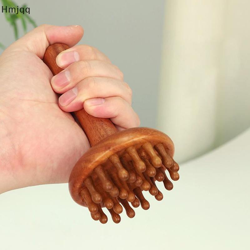 Hmjqq Portable Sandalwood Gua Sha Massage Brush Head Neck Abdominal Leg Body Meridian Massager Woode