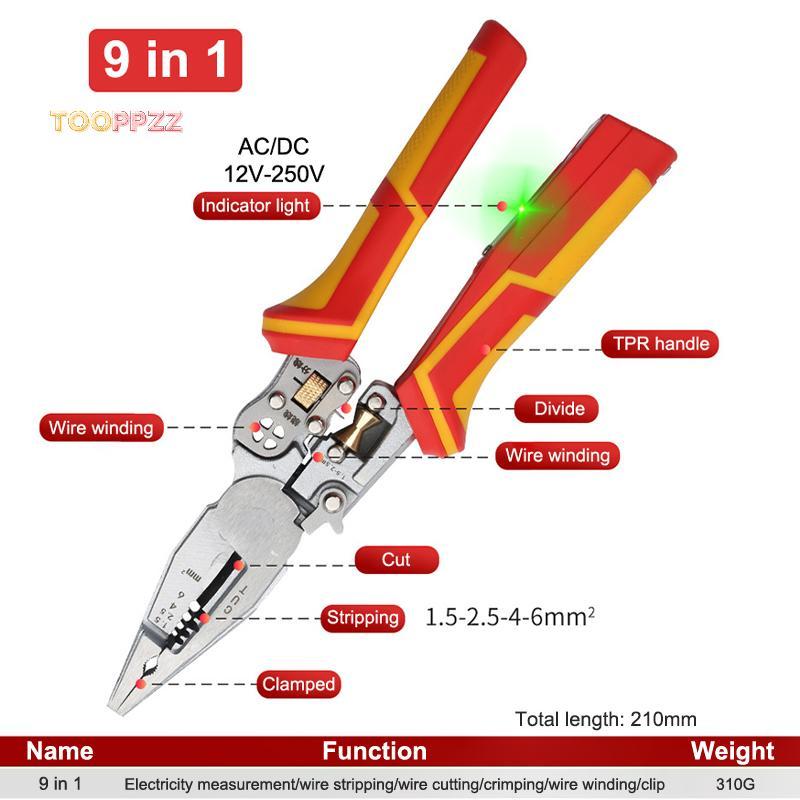 tooppzz 8-in-1 Multifunctional Electrician Pliers with Wire Stripping & Measurement new