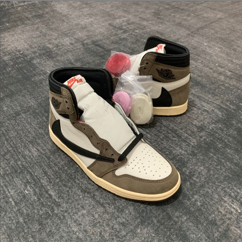 Giày bóng rổ cao cấp Brown Top Suede aj1 Air Jordan 1 Travis Scott Size4-13