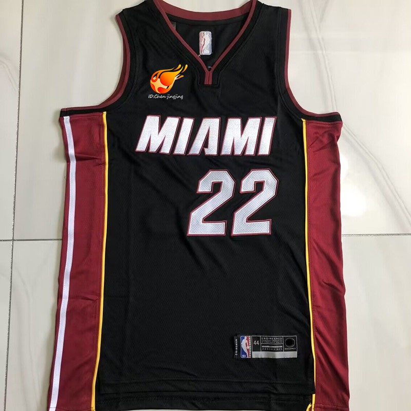 Áo thun nam JOCELN Thêu tinh tế Miami Heat 22 Jimmy Butler Hardwood Classics Jersey-Đen