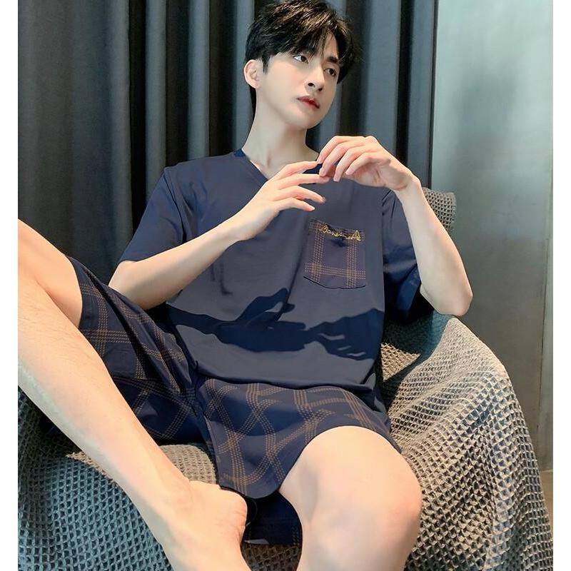 2026新款男士睡衣莫代尔短袖短裤天男薄款加大码冰丝凉感家居服套装Men's Pajamas Modal Short-sleeved Shorts Thin Style for Men20260515