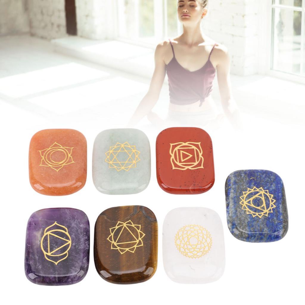 Yayala Pssopp 7 Chiếc Runes Đá Bộ Reiki Chữa Bệnh Luân Xa Thiền Đá Quý Với Nhung Dây Rút Túi Cho