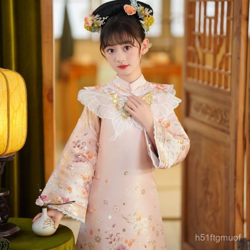 Trang phục cổ trang trẻ em, trang phục siêu tiên nữ, trang phục công chúa nhà Thanh, bộ đầy đủ, tran