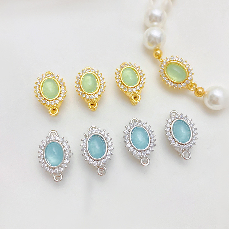 18K Thật Mạ Vàng Aquamarine Thỏi Khóa Handmade diy Đính Hạt Vòng Tay Vòng Cổ Trang Sức Kết Thúc Kết 