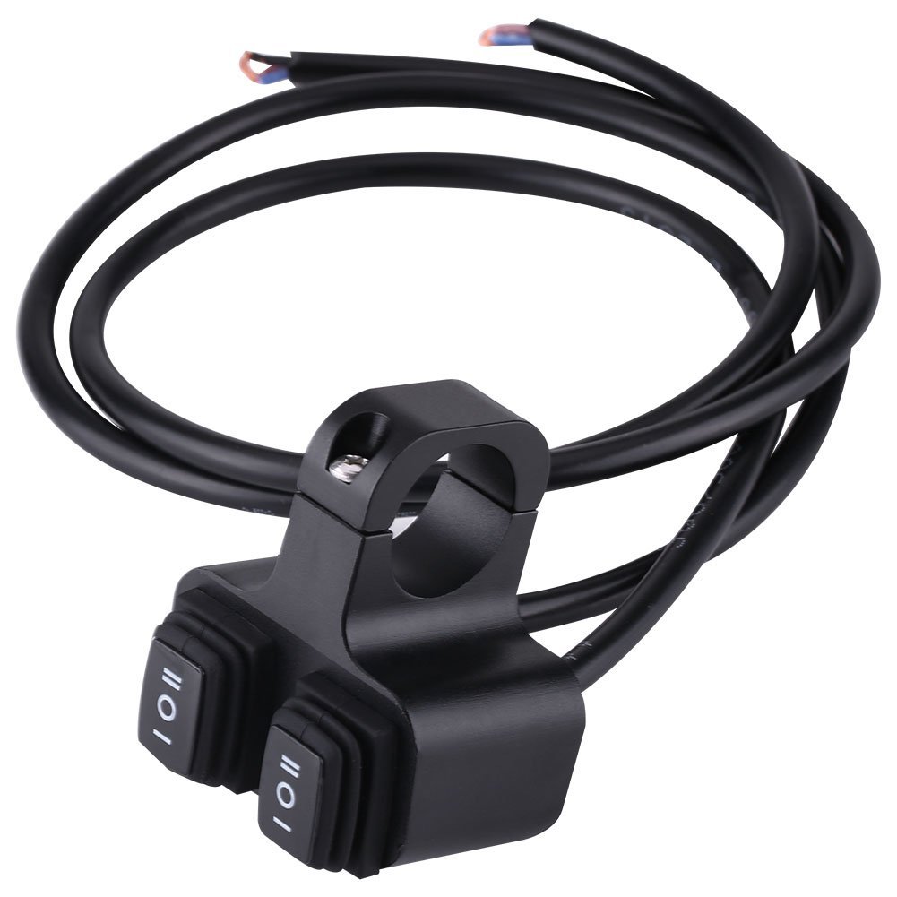 Công tắc tay lái xe máy, 7 / 8 "22mm 12V 16A Hợp kim nhôm CNC Tay lái xe máy gắn đèn pha bật / tắt Công tắc kép 3 chiều Phù hợp với tay lái 7 / 8"