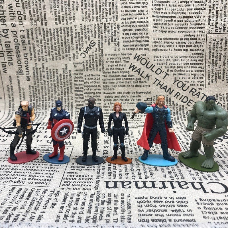Mới Chính Hãng Số Lượng Lớn Marvel Avengers Mini Hình Captain Hulk Thor Trang Trí Máy Tính Để Bàn BD