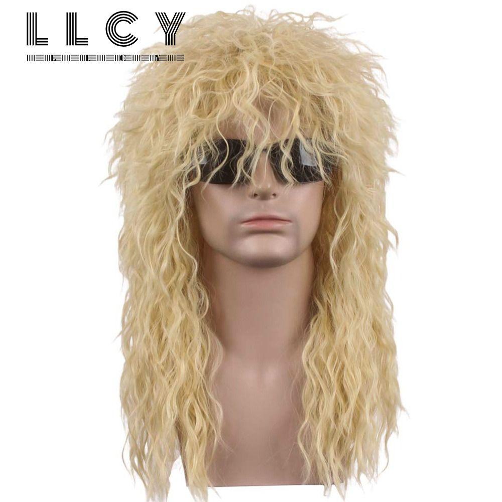 LLCY Tóc Giả Rockstar Phong Cách 70s 80s, Fluffy Curvy Cho Halloween Party và cosplay, Style Punk Lo
