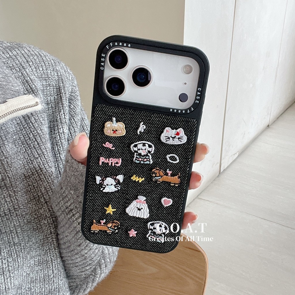 G.O.A.T Denim - Vỏ động vật nhỏ thêu Tương thích cho iPhone 17 pro max iPhone 17 16 13 15 14 pro iPh