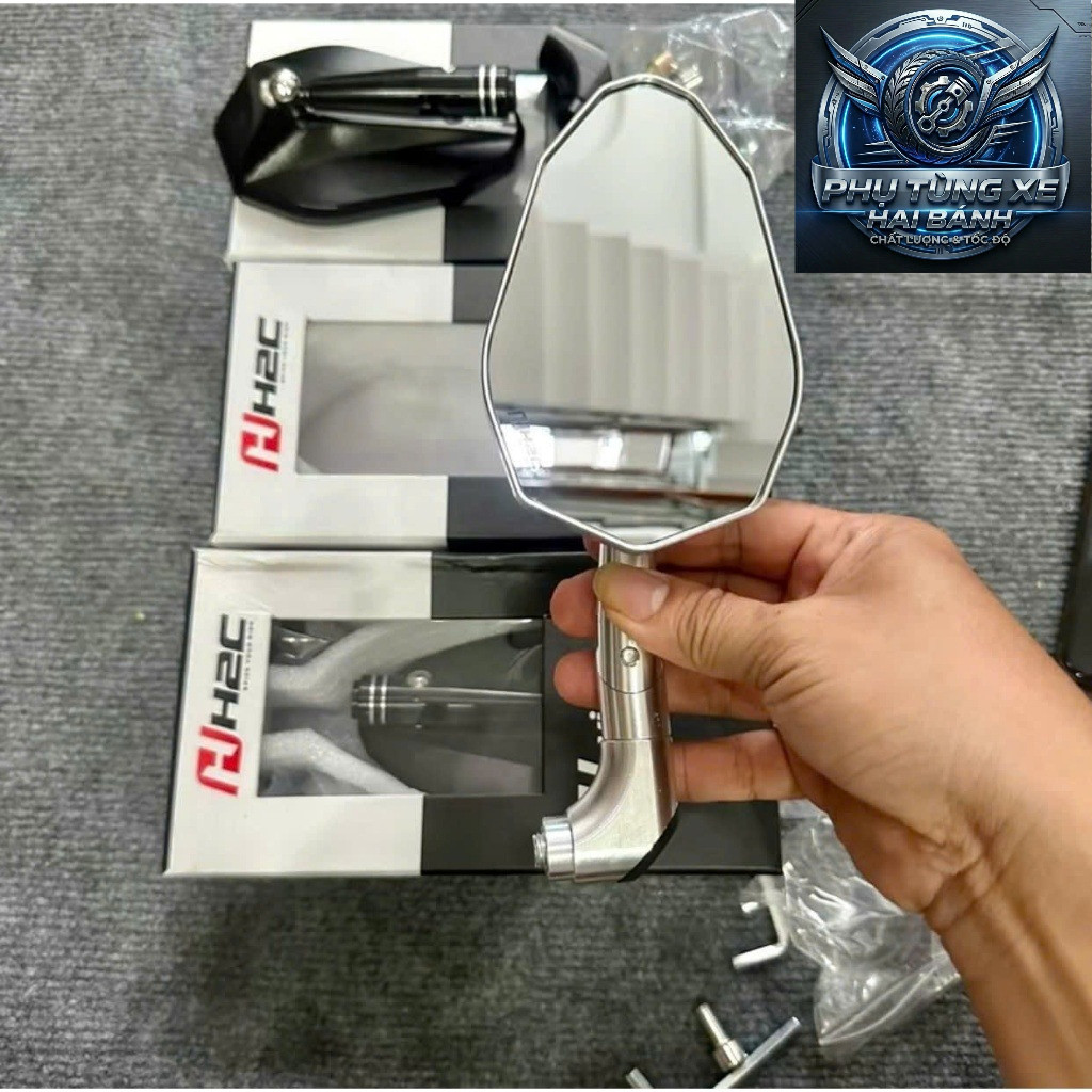 Gương H2C v1 v2 v5 cao cấp hàng loại 1 nhôm CNC gắn thông dụng các dòng xe wave vision sh ab future.