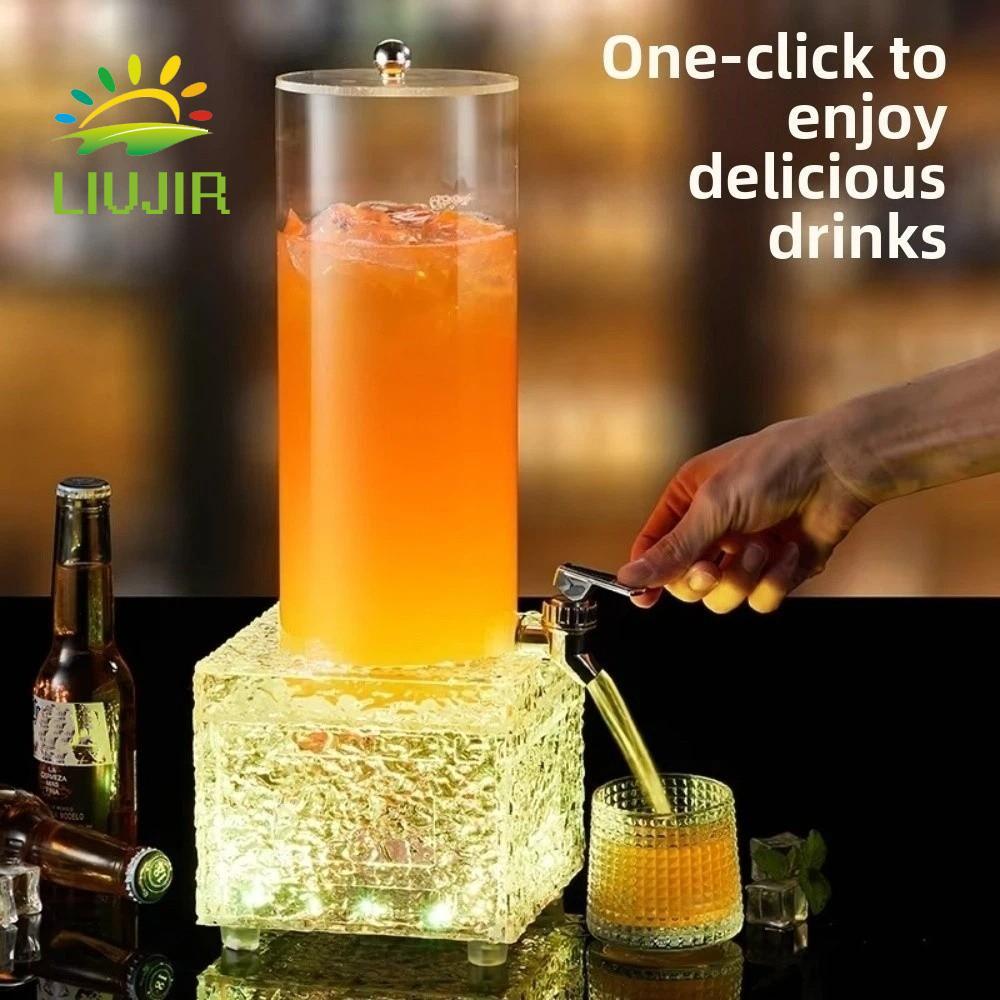 Tháp bia dạ quang LED LIUJIR, Hộp đựng bia vòi chống rò rỉ dung tích lớn 2L, Hộp đựng đồ uống có đèn