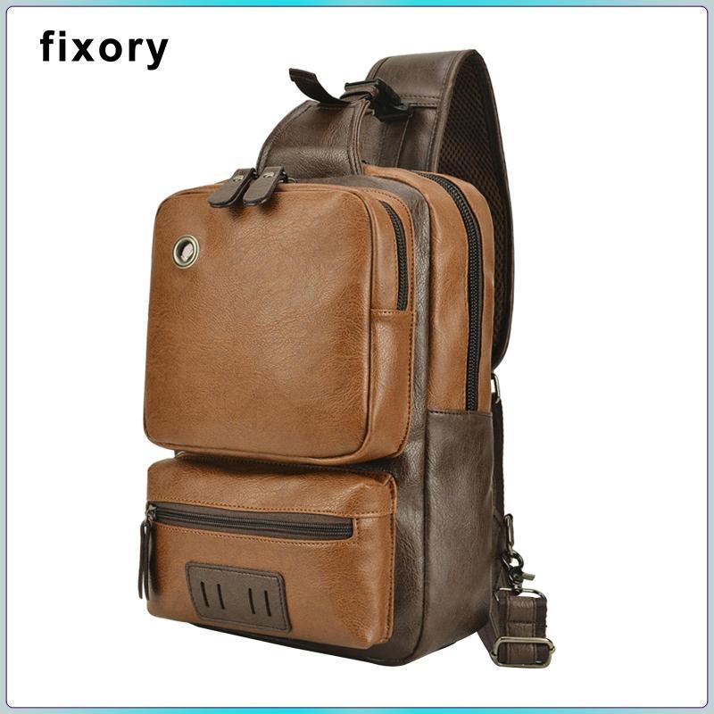 Túi Nam Một Dây Ba Lô Daypack Túi Da PU Chống Thấm Nước