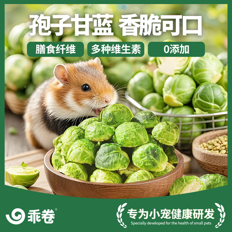 Snack Bắp Cải GJGJO Hamster - Bánh Mài Răng Hamster Cải Xanh Brussels, Freeze-Dried, Dành Cho Hamste