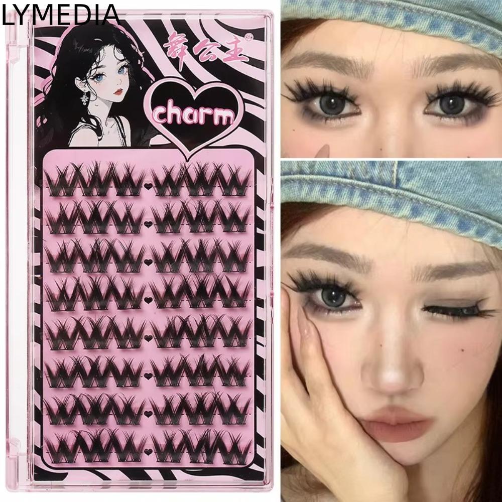 Lông mi giả LYMEDIA, Lông mi cụm không keo phân đoạn, Lông mi giả tự nhiên có thể tái sử dụng DIY