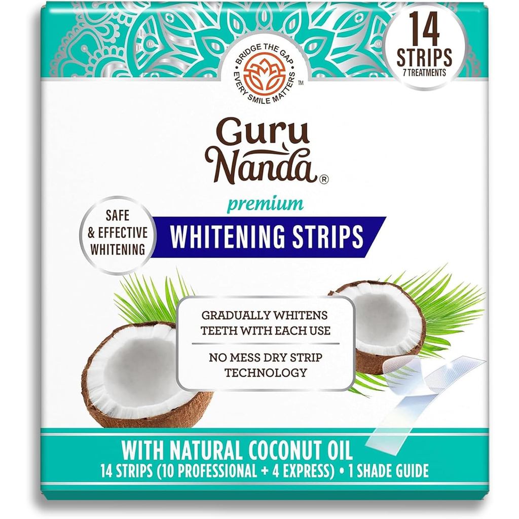 Mới từ Mỹ GuruNanda Dải Răng Điều Trị 7 Ngày Công Nghệ Chống Trơn Trượt, Khô - Làm Trắng Da Được Thi