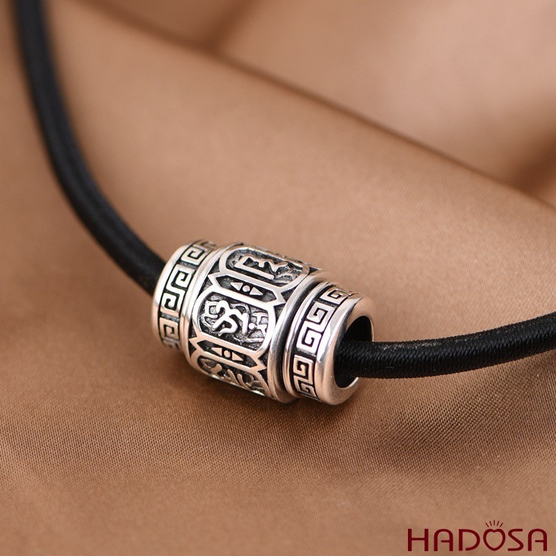 Mặt Dây Chuyền Nam Bạc Thái 925 Chú Om Mani Xoay Tròn Năng Lượng Tâm Linh Xua Tà Bình An Hadosa TSP5