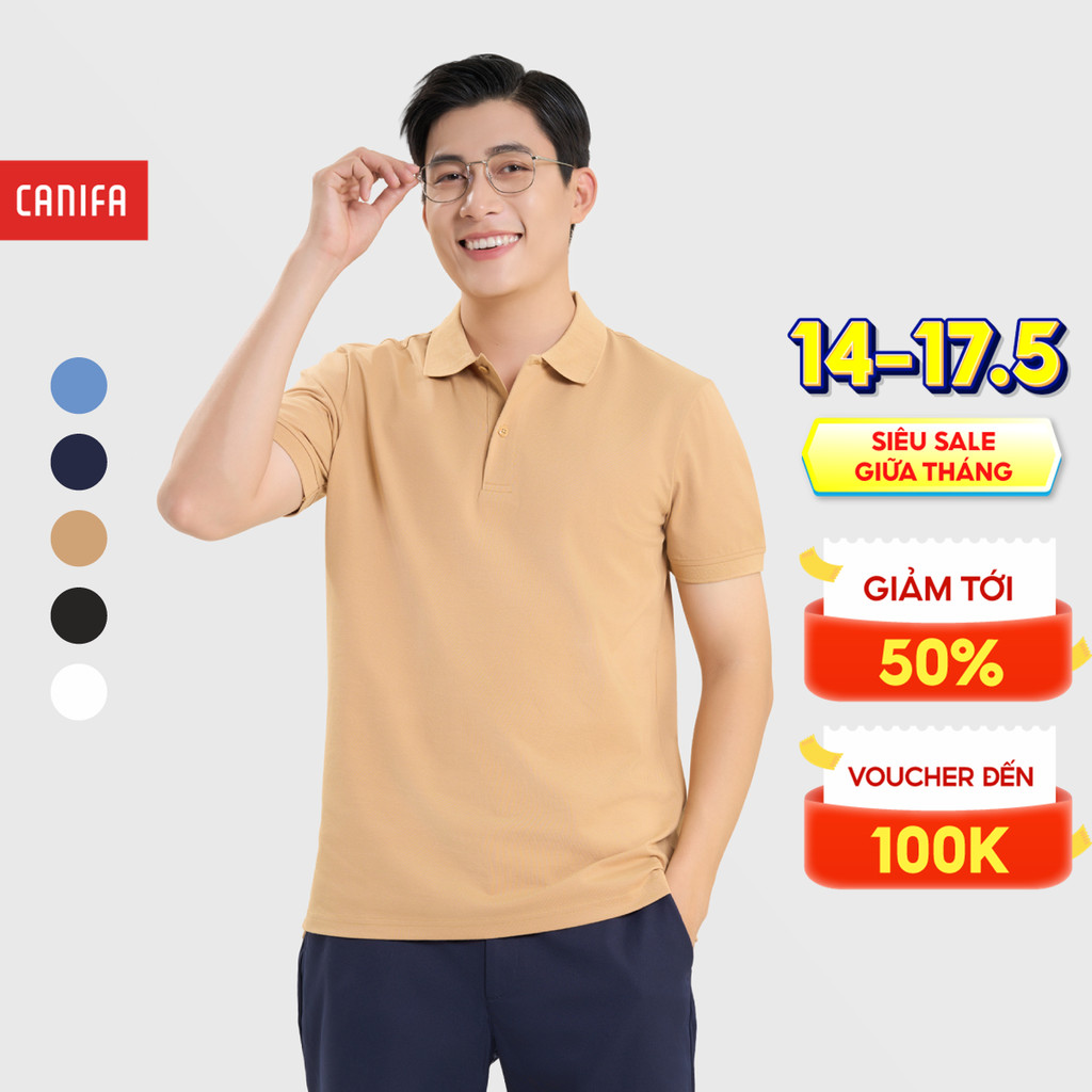 Áo phông có cổ nam trẻ trung CANIFA MEN áo nam polo cộc tay dáng basic đơn giản 8TP25A001