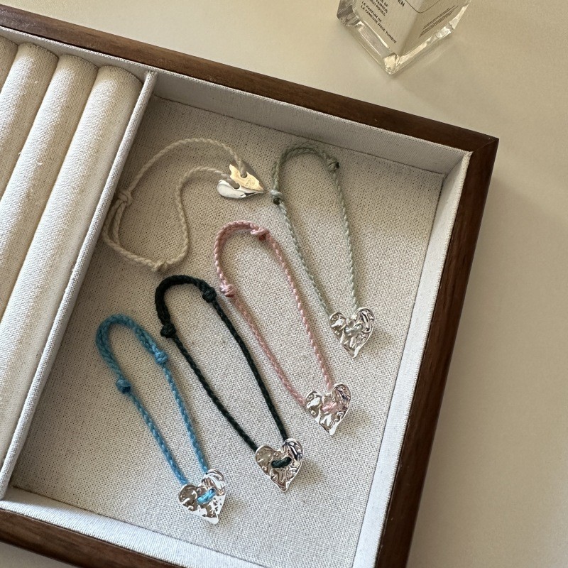 GJS9 925Silver Heart Colorful Macaron Morandi Bracelet Fashionable and Unique INS Minimalist bracele