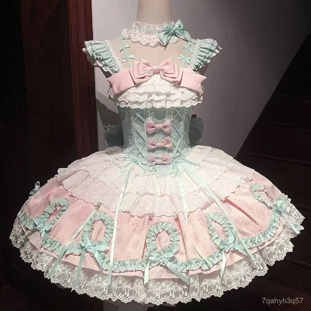 Mèo Lolita Lolita Trang phục kiểu phương Tây jsk Váy Lolita có nơ
