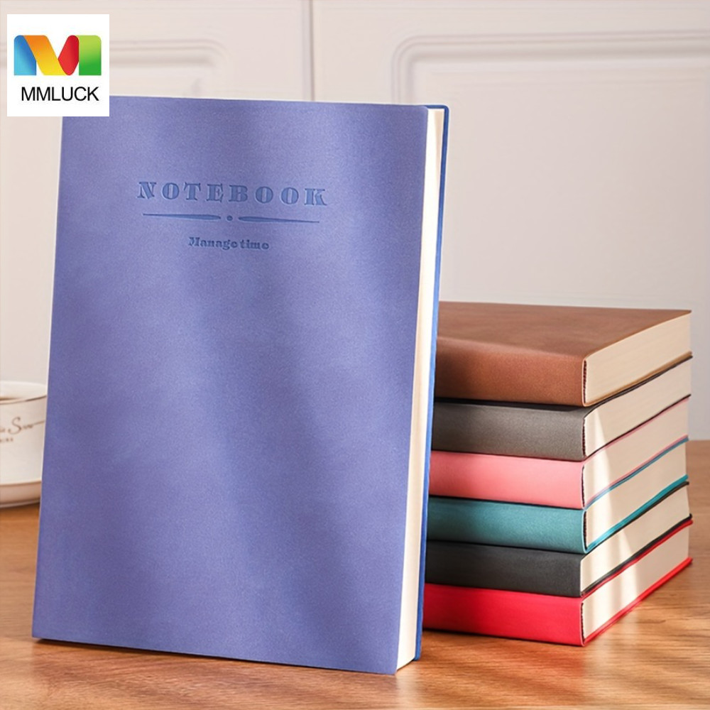 MMLUCK Da A4 Notebook Bìa Mềm Lịch Trình Dày Notebook Thời Trang Lót Trắng Cuộc Họp Notebook Cuộc Họ