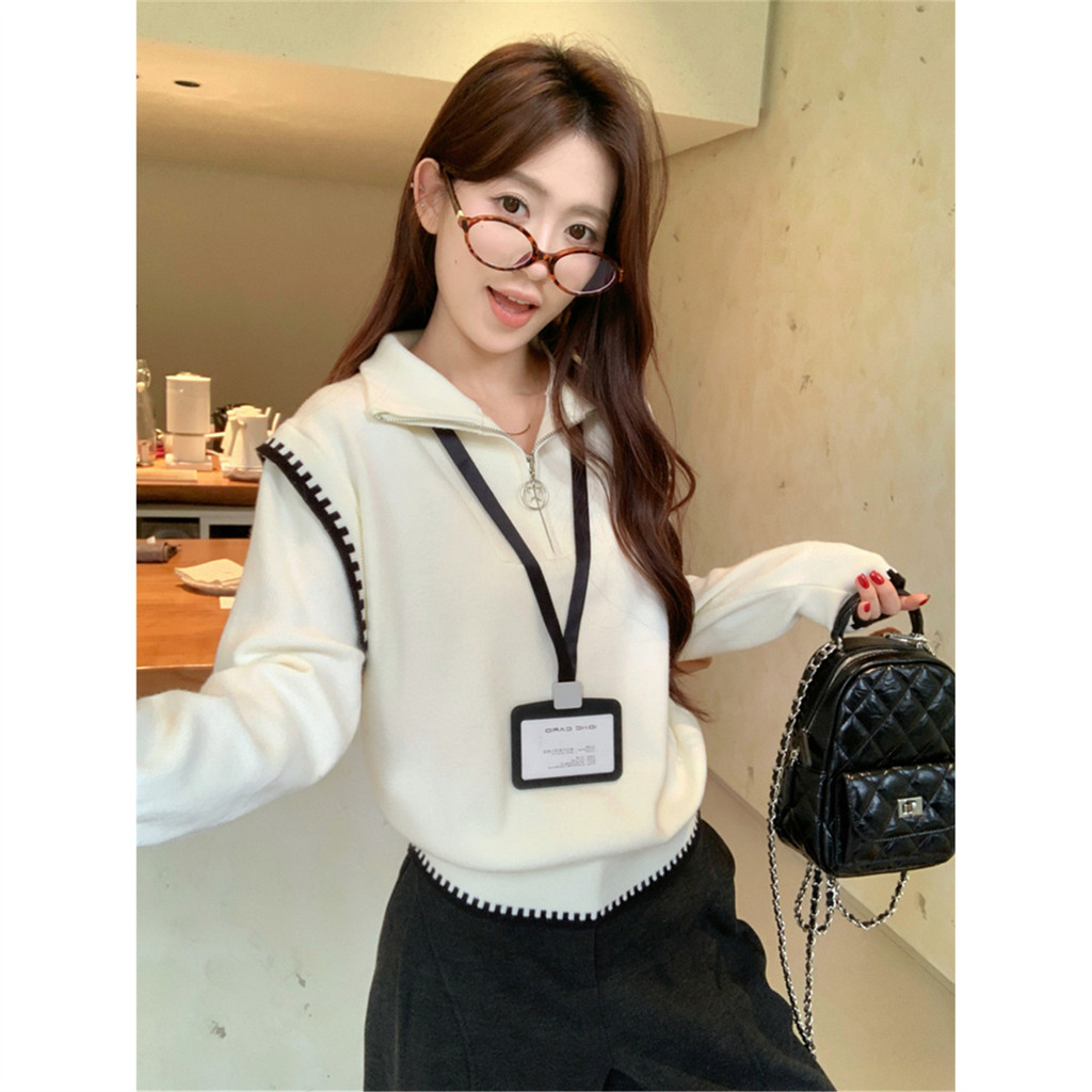 Áo len dệt kim nữ có zipper MQ9366 - Phong cách Andy