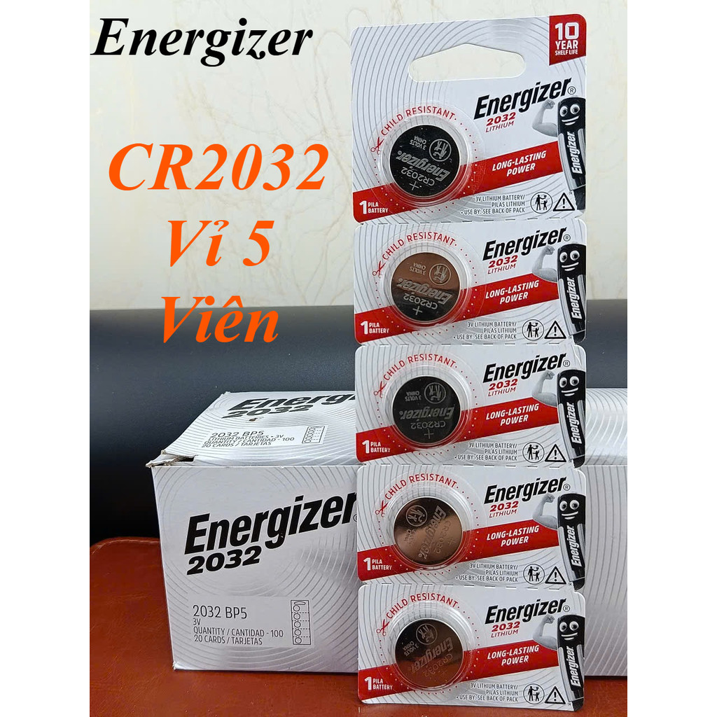 Pin CR2032 / CR 2032 Energizer 3V  chính hãng dùng cho remote xe, máy , ô tô