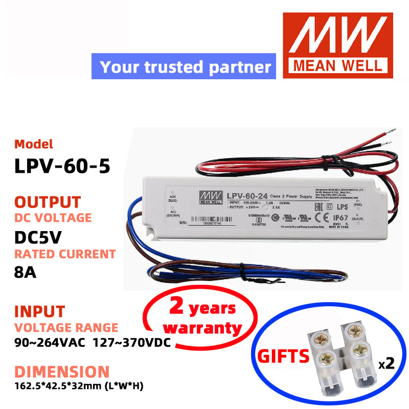 MEAN WELL LPV-60-24 LPV-60-12 LPV-60-5 Chuyển Đổi Nguồn Điện Meanwell DC Nguồn LED Trình Điều Khiển 