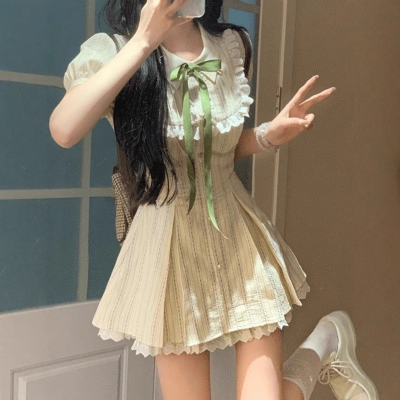 Little Sweet Little Fresh Dress Girl Summer First Love Dress Preppy Style Sweet Girl Atmosphere Nich
