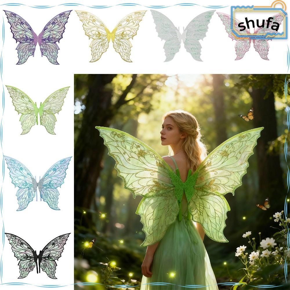 SHUFA Fairy Wings, Organza Princess Angel Wing Angel Wings, Đầm lấp lánh dễ thương UP Elf Cosplay Wi