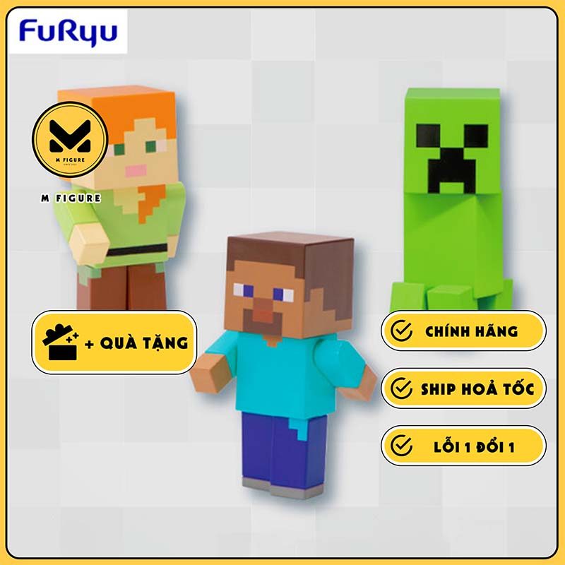 MÔ HÌNH Minecraft - Steve - Alex - Creeper - Minecraft Minifigure 4 (FuRyu) FIGURE CHÍNH  HÃNG
