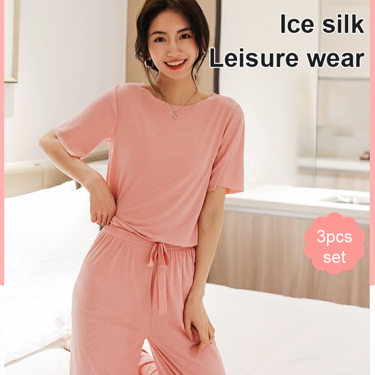 Home Set Traceless Pajama Set Loose Cool Repel the Heat and Dissipate the Heat Joint Creation Soft