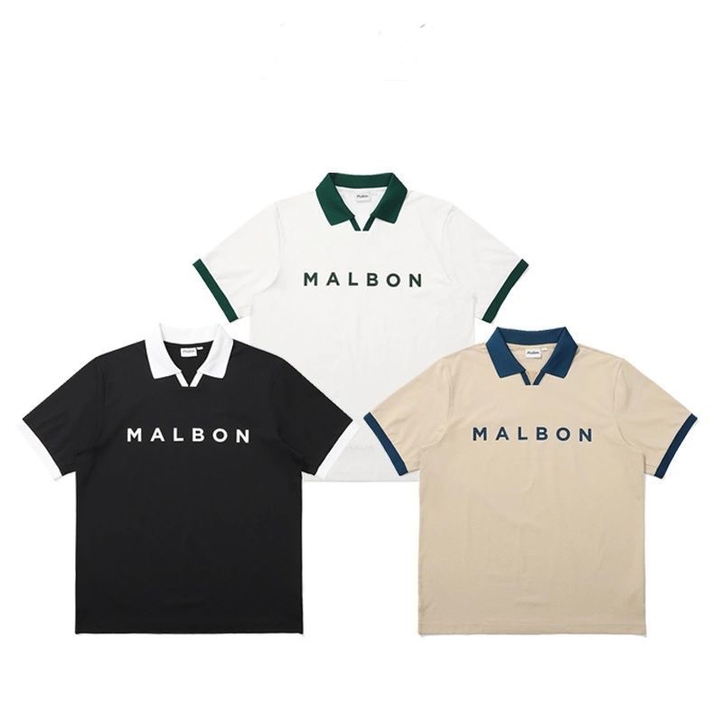 25 Phong Cách Mùa Hè MALBON Golf Quần Áo Nam MALBON Đầu Thu Phiên Bản Hàn Quốc Phong Cách Mới Ve Áo 
