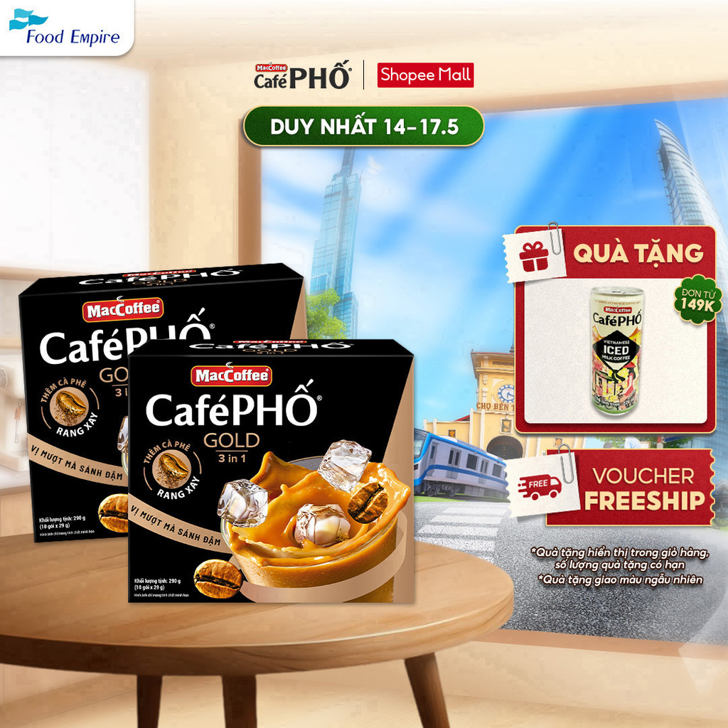 Combo 2 Hộp cà phê Phố sữa đá GOLD - MacCoffee (hộp 10 gói x 29g)