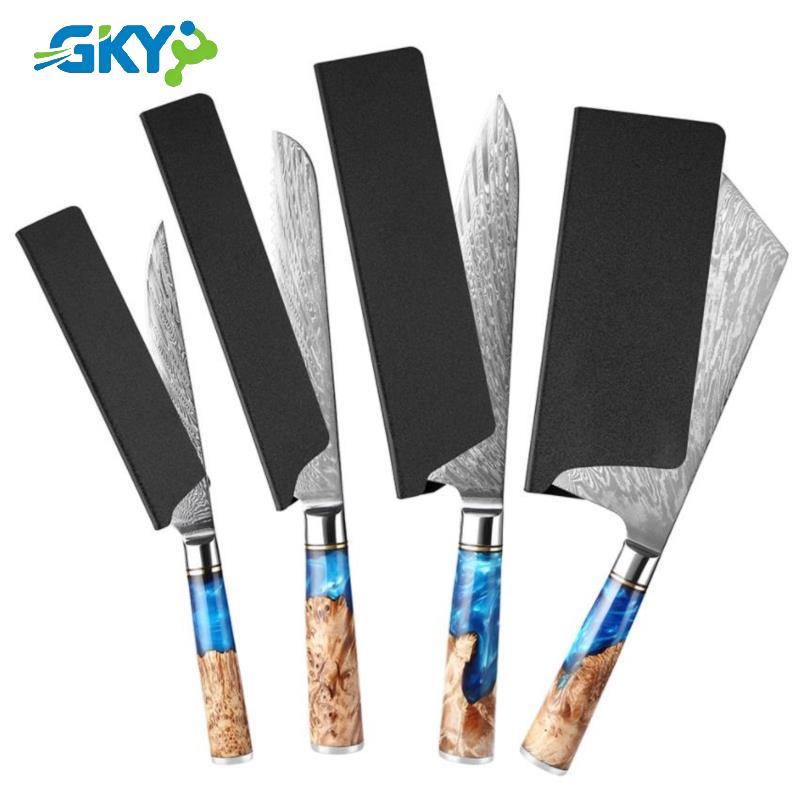 GKY 8 Inch Đầu Bếp Dao Có Vỏ Thép Không Gỉ Santoku Sushi Sashimi Cleaver Cắt Lát Dụng Cụ Nấu Ăn Cho 
