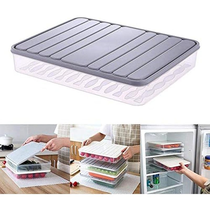 Vegetable Organizer with Lid Clear Fridge Crisper Keep Food Fresh BPA Free Kitchen Organizer Bins (G